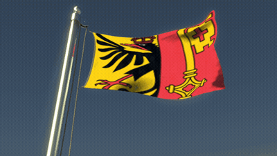 Red Yellow Black Flag With Key And Cross GIF