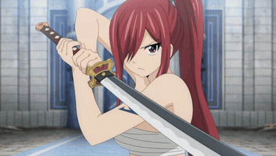 Redhead Girl Holding Sword GIF