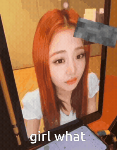Redhead Girl Looking In Mirror Saying What GIF