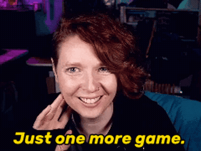 Redhead Smiling Just One More Game GIF