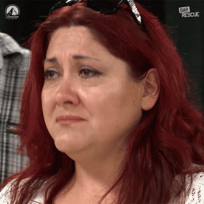 Redhead Woman Crying With Bar Rescue Logo GIF