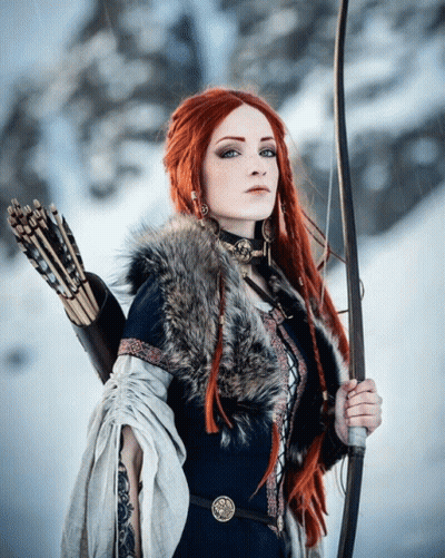 Redhead Woman Holding Bow And Arrow GIF