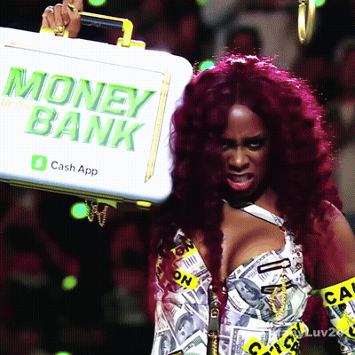Redhead Woman Holding Money Bank Briefcase GIF