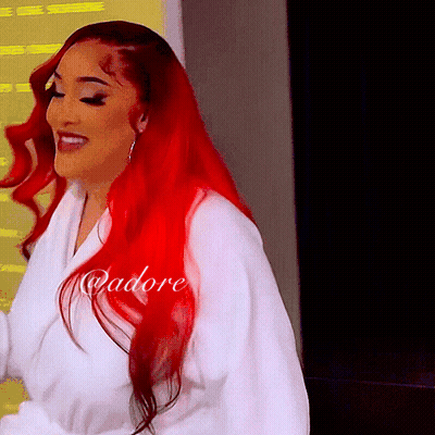 Redhead Woman In White Robe Saying Adore GIF