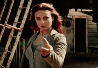 Redhead Woman Pointing Finger At Ladder GIF