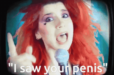 Redhead Woman Singing I Saw Your Penis GIF