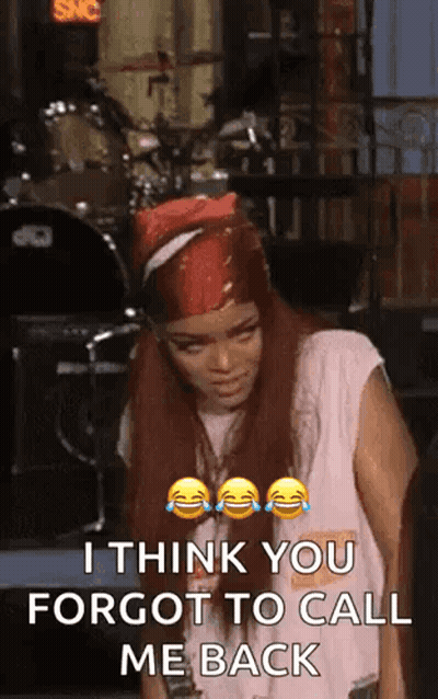 Redhead Woman With Bandana Laughing At Drum Set GIF