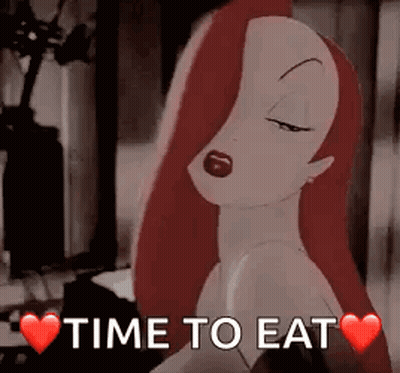 Redhead Woman With Hearts Saying Time To Eat GIF