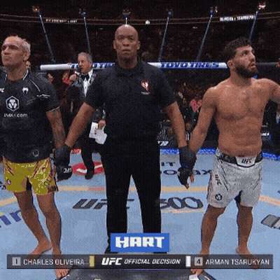 Referee Between Two Fighters In UFC Match GIF