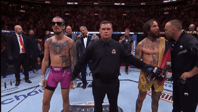 Referee Between Two Fighters In UFC Ring GIF