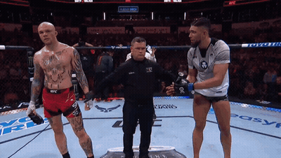 Referee Between Two Men In Boxing Ring GIF