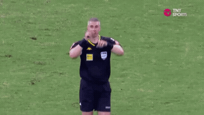 Referee Blowing Whistle Soccer Field GIF