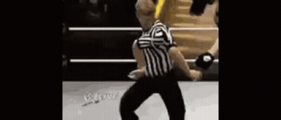 Referee Dancing In Wrestling Ring GIF