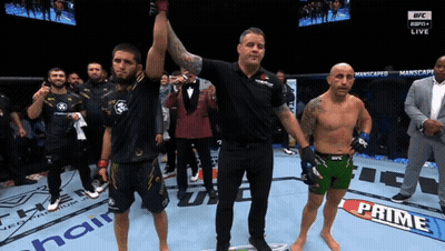 Referee Holding Fighter's Arm In UFC Ring GIF