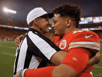 Referee Hugging Kansas City Chiefs Player GIF