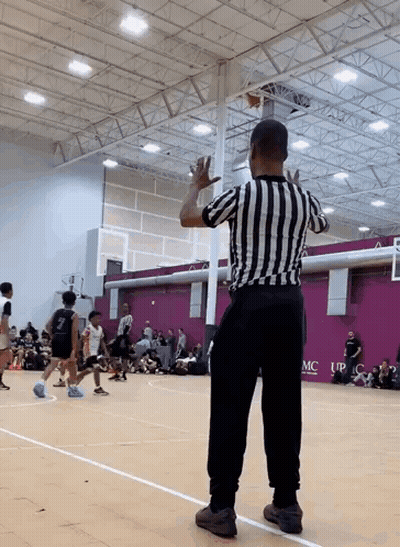 Referee In Striped Shirt Watching Basketball GIF