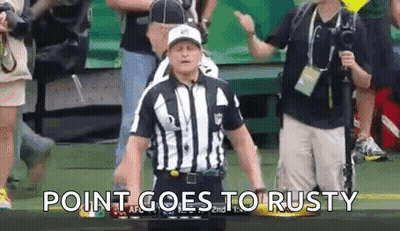 Referee On Field Saying Point Goes To Rusty GIF