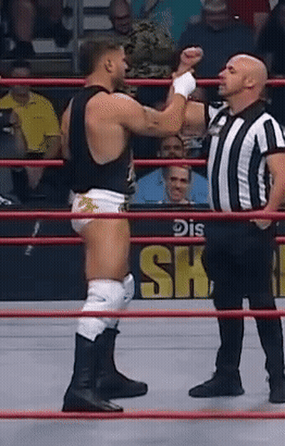 Referee Standing Next To Wrestler In Ring GIF