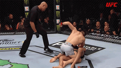 Referee Stands Between Two Men In UFC Cage GIF
