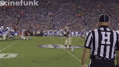 Referee Watching Football Player Throw Pass GIF