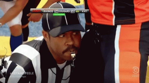 Referee Watching Rhinos Vs Cougars Game GIF