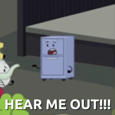 Refrigerator With Face Saying Hear Me Out GIF