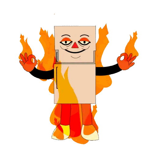Refrigerator With Flames Sticker
