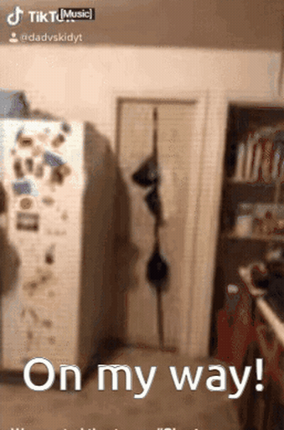 Refrigerator With On My Way Text GIF