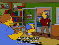 Regular Customer Of The Simpsons Book Store Opening His Arms GIF