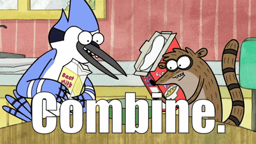 Regular Show Bird And Raccoon Eating Cereal GIF