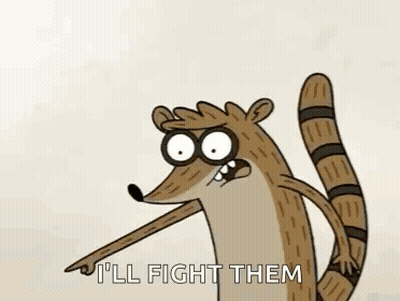 Regular Show Character Flexing Saying I'll Fight Them GIF