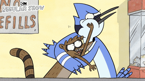 Regular Show Character Holding Monkey GIF
