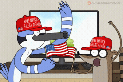 Regular Show Characters In Make America Great Again Hats GIF