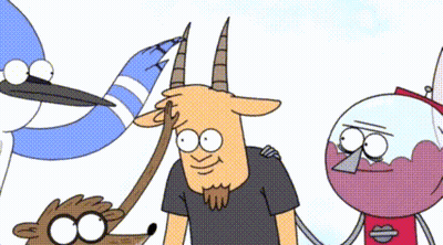 Regular Show Characters Including Horned Goat GIF