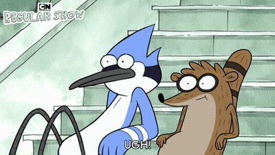 Regular Show Characters Sitting On Stairs GIF