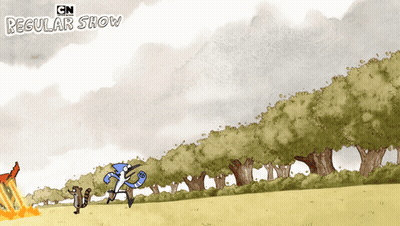 Regular Show Poster With Man And Squirrel GIF