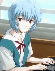 Rei Ayanami Looking Down GIF