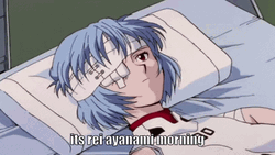 Rei Ayanami Morning Lying In Bed  GIF