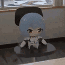 Rei Ayanami Plush Rotating Chair GIF