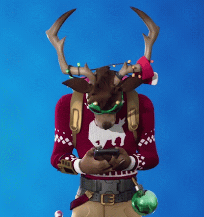 Reindeer In Ugly Christmas Sweater Looking At Phone GIF