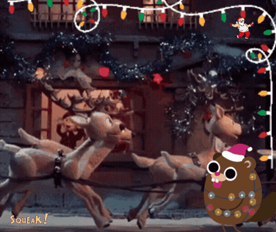 Reindeer Pulling Santa's Sleigh Squeak GIF