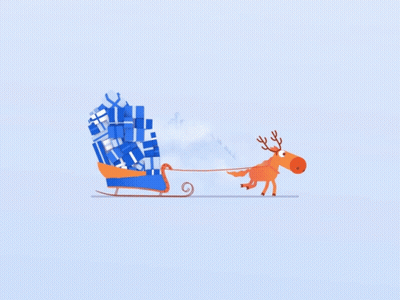 Reindeer Pulling Sleigh Full Of Gifts GIF