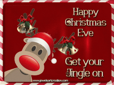 Reindeer Santa Hat Bells Happy Christmas Eve Get Your Jingle On GIF