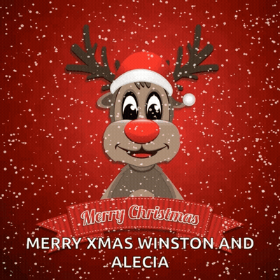 Reindeer Santa Hat Christmas Card GIF