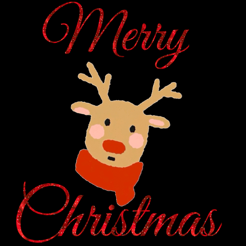 Reindeer Wearing Red Scarf Merry Christmas GIF