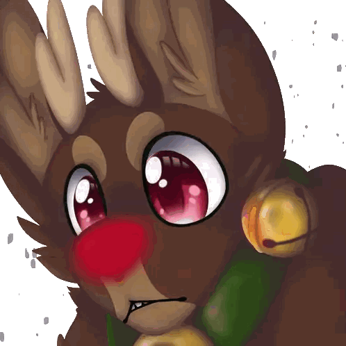 Reindeer With Red Nose And Bells Sticker