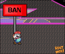 Rekt Wolf Smashing Ban Sign GIF