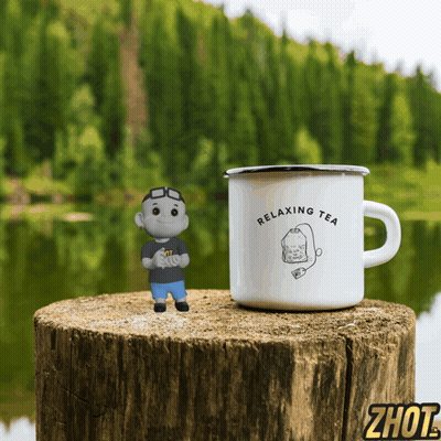 Relaxing Tea Mug On Stump GIF