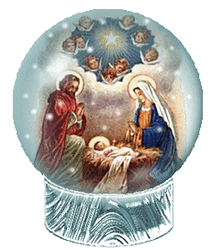 Religious Christmas Holy Family Snow Globe GIF