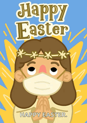 Religious Happy Easter Cartoon Jesus Wearing Mask GIF